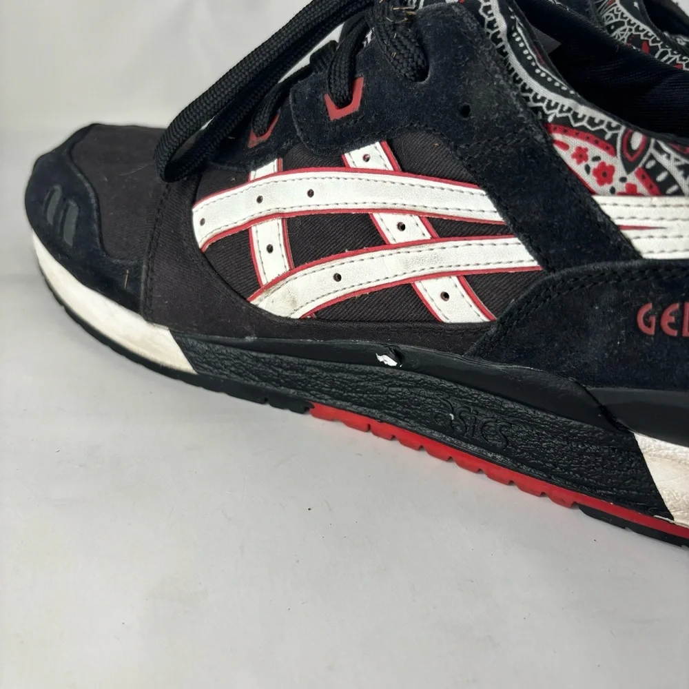 ASICS Gel Lyte III Bandana Black Red Shoes Mens Size 12.5 Sneakers H424N - Picture 5 of 8